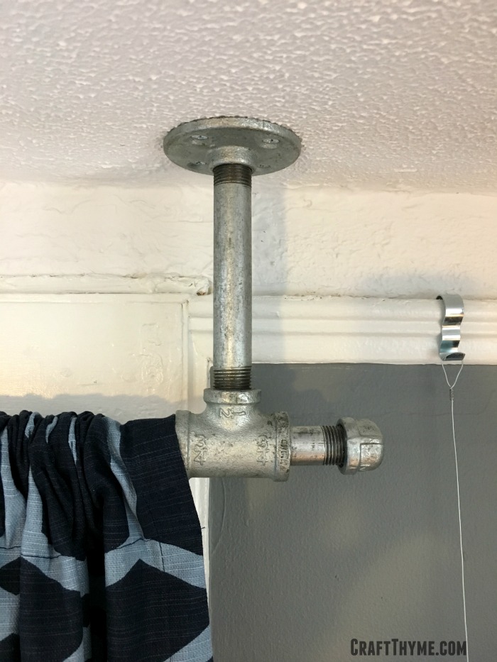 Tee ceiling mount pipe curtain rod