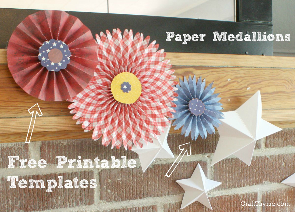 Free printable template. Flat and pointed paper medallions or rosettes.