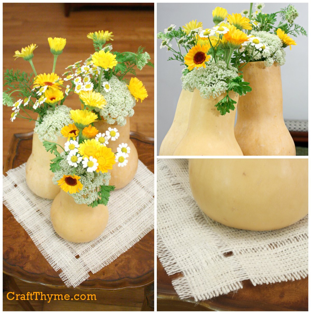 Autumn decorations made from butternut squash