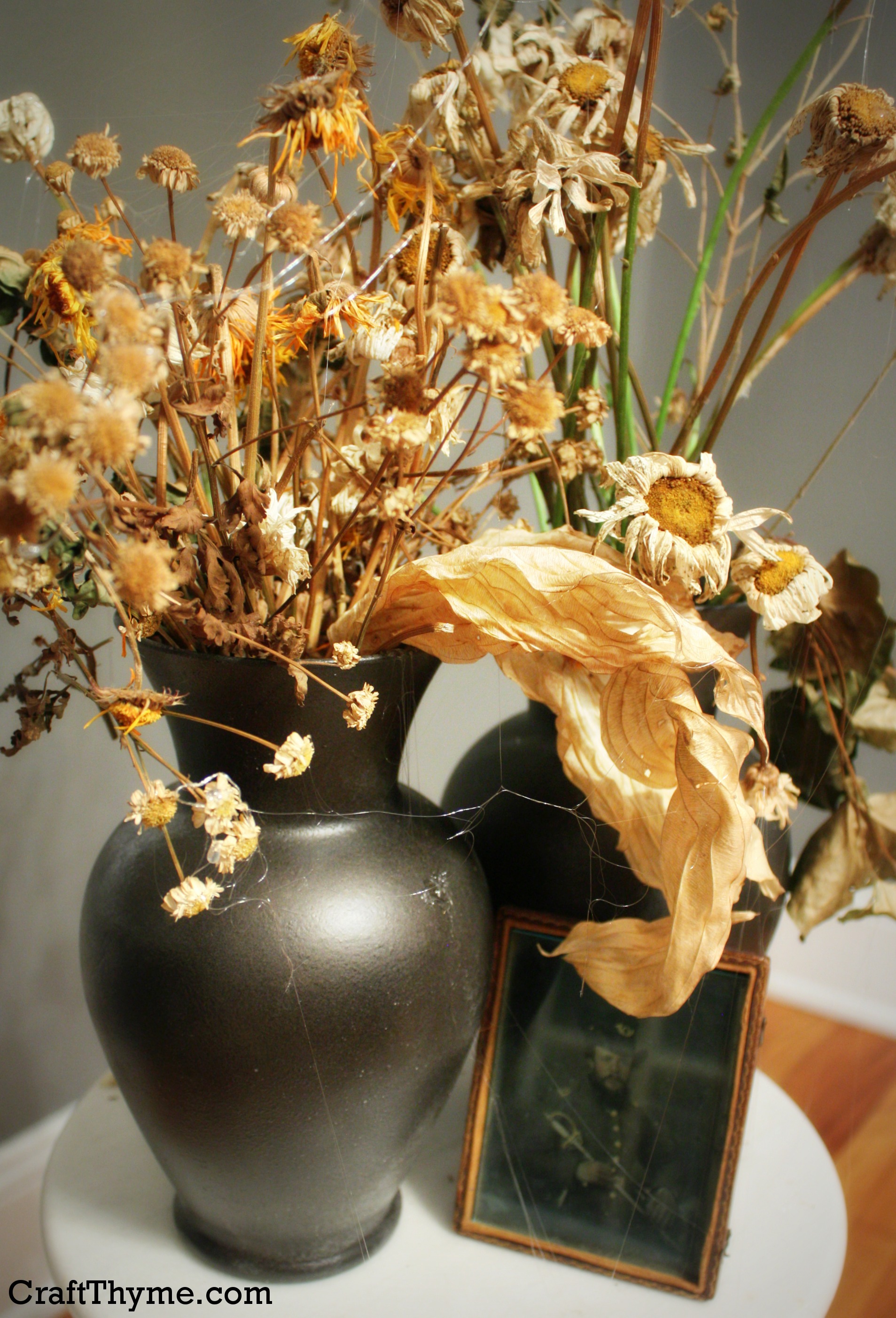 Halloween Decorations; cast iron vases