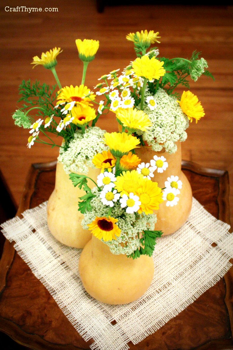 Autumn vases created from butternut squash