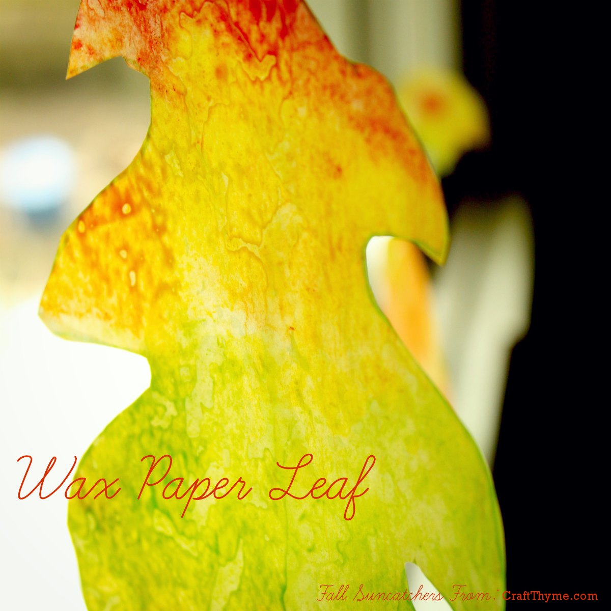 Tutorial on creating wax paper sun catchers in leaf shape.