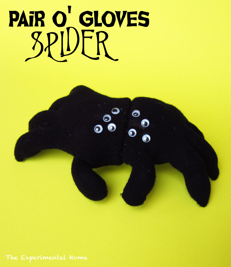 Stuffed Halloween spider made from gloves