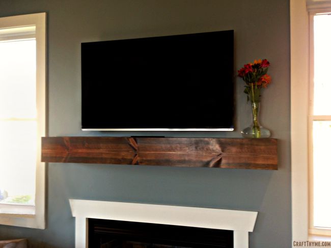 Completed wooden mantel