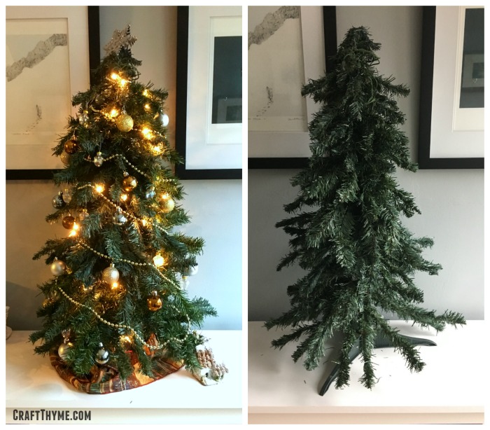 before and after thickening a sparse Christmas tree using this tutorial.